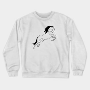 Black line art jumping horse Crewneck Sweatshirt